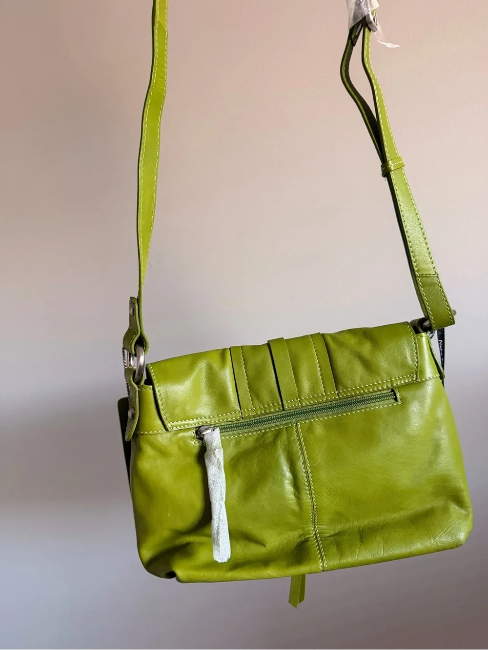 NWT Nino Bossi Green Leather Crossbody Bag